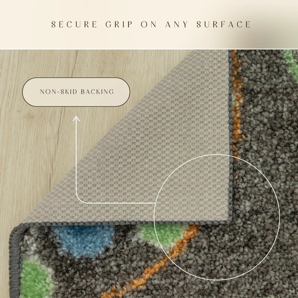 Reggie Floral Pet Mat, 4'9" x 7', Dark Grey, view 5