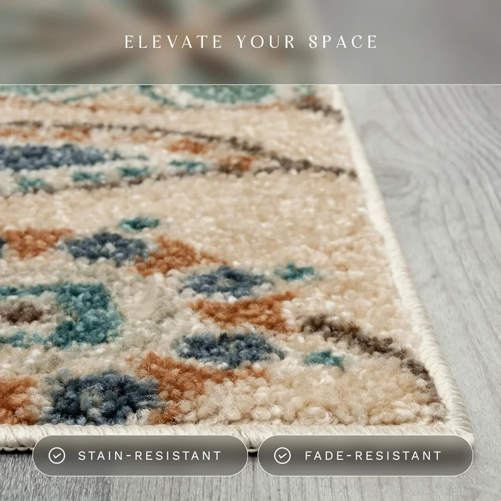 Reggie Floral Runner, 1'8" x 5', Beige, view 4