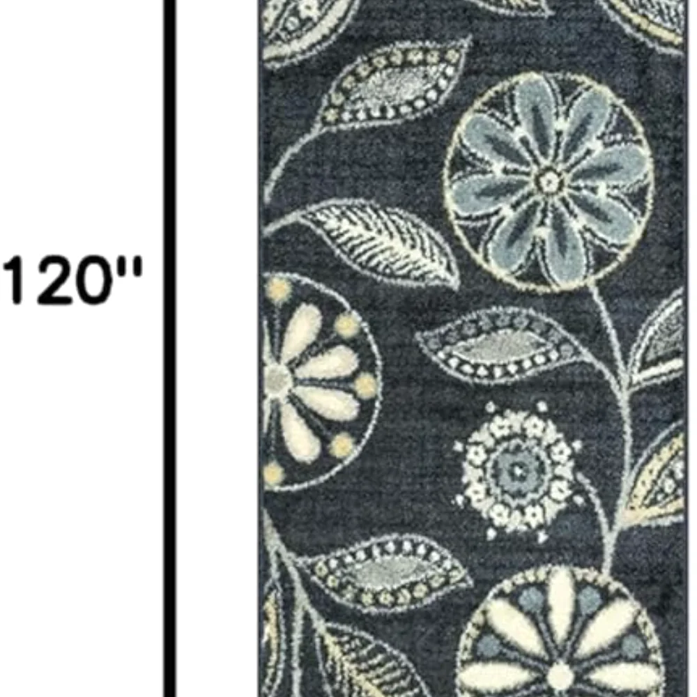 Reggie Floral Runner, 2' x 10', Blue, view 2