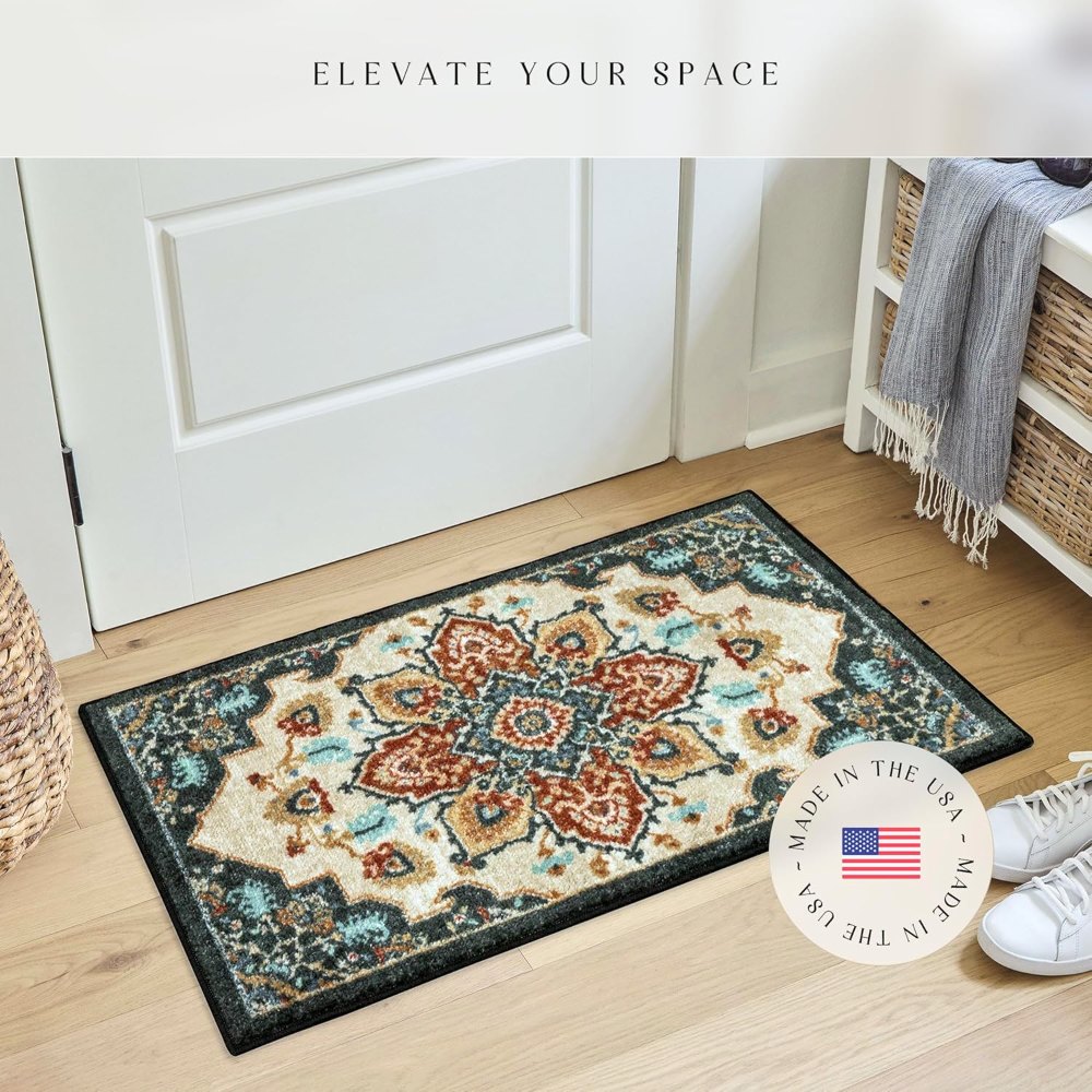 Ruby Oriental Accent Rug, 1'8" x 2'10", Red styled in a room