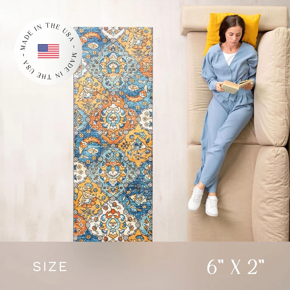 Sutton Oriental Runner, 2' x 6', Blue, view 3