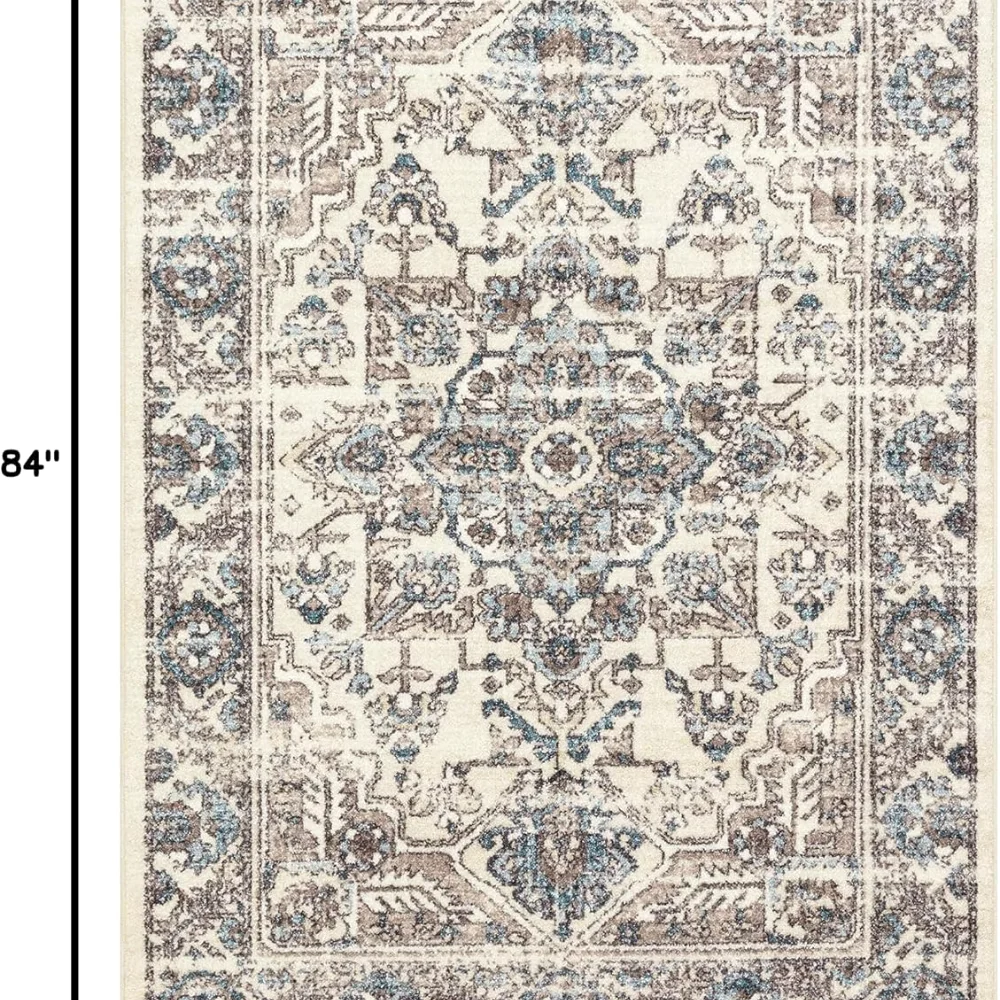 Tapestry Farmhouse Area Rug, 4'9" x 7', Taupe, view 2