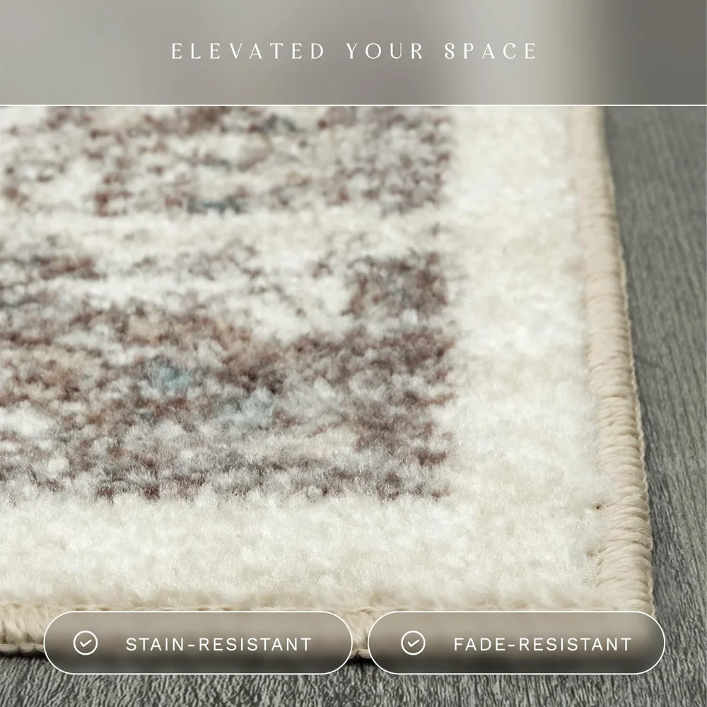 Tapestry Farmhouse Area Rug, 4'9" x 7', Taupe, view 5