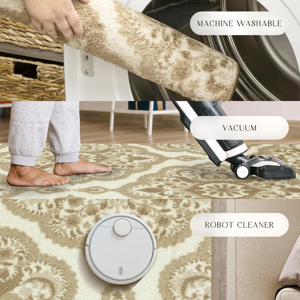 Vivian Medallion Accent Rug, 1'8" x 2'10", Beige, view 4