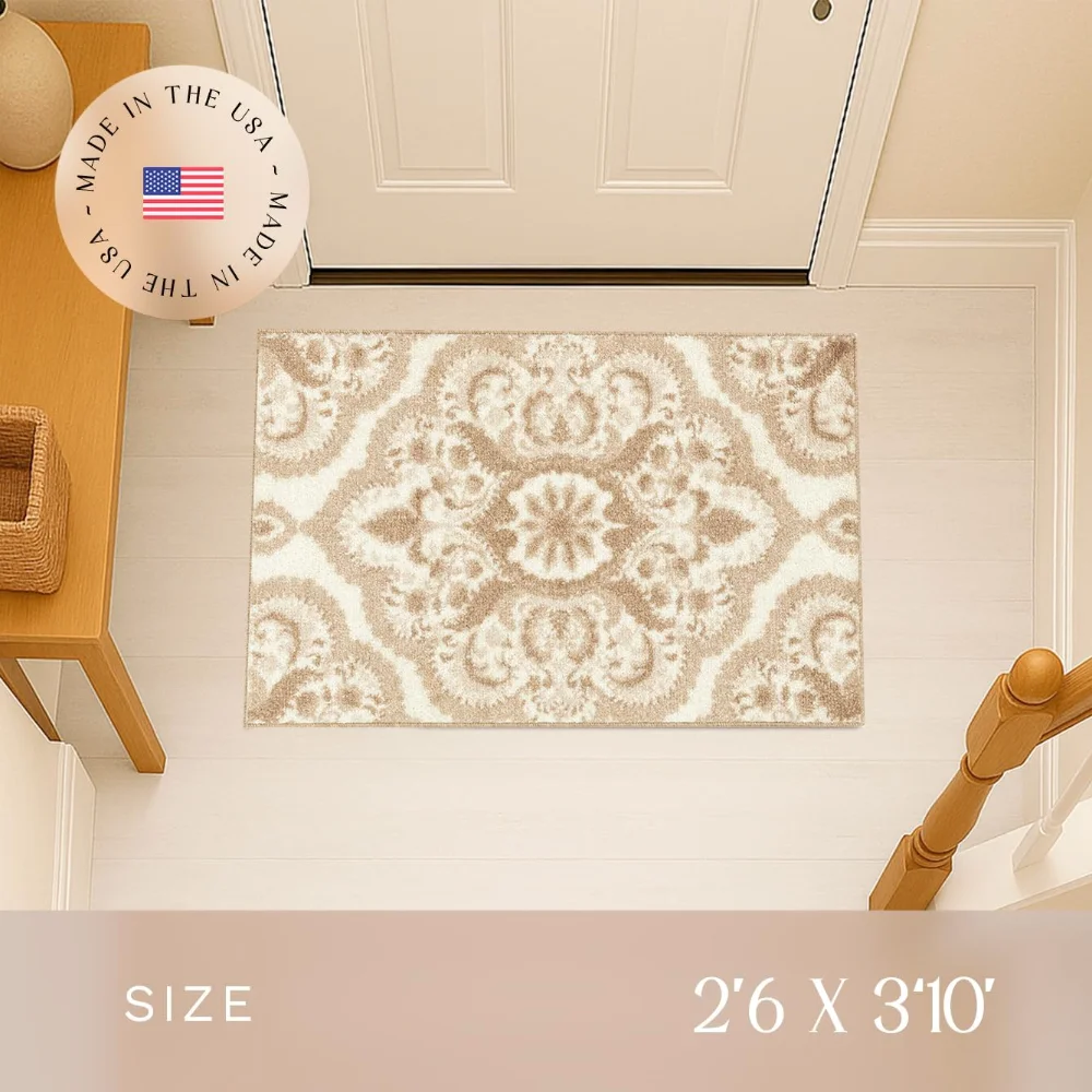 Vivian Medallion Accent Rug, 2'6" x 3'10", Beige, view 2