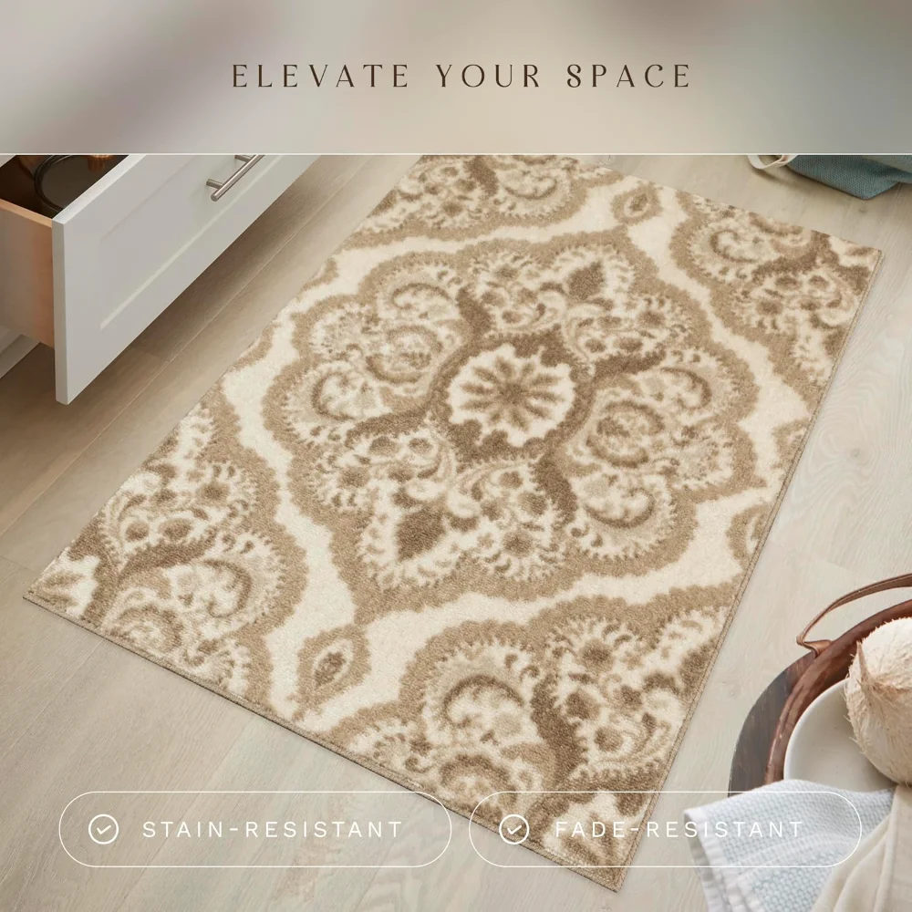 Vivian Medallion Accent Rug, 2'6" x 3'10", Beige, view 4