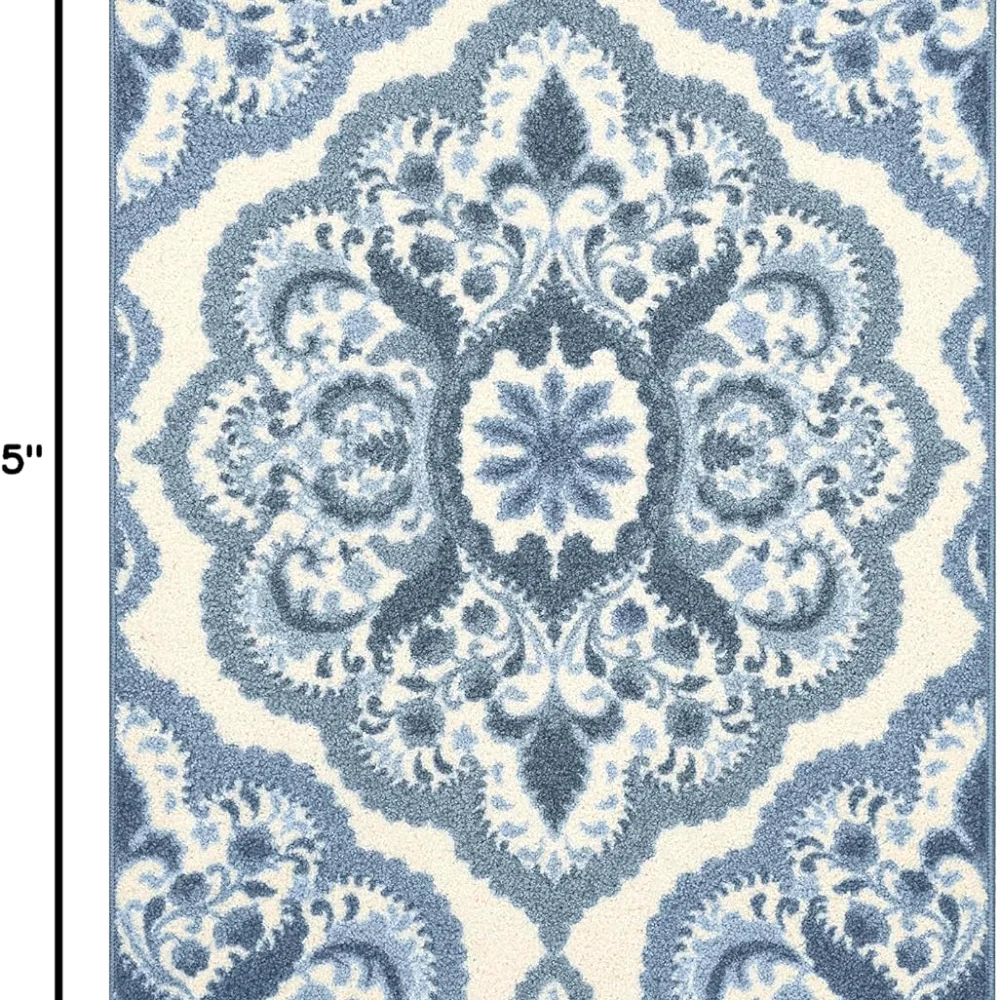 Vivian Medallion Pet Mat, 3'4" x 5', Blue, view 2