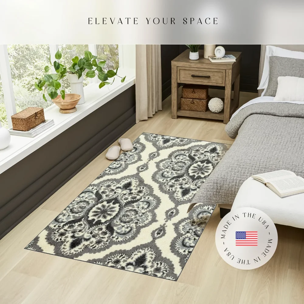Vivian Medallion Pet Mat, 3'4" x 5', Grey, view 3