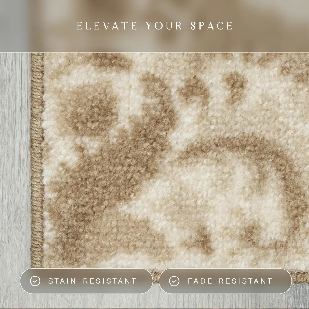 Vivian Medallion Pet Mat, 4'9" x 7', Beige, view 5