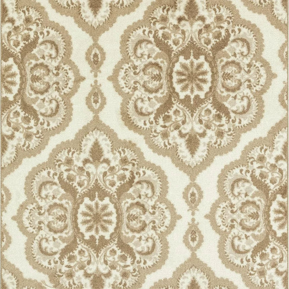 Vivian Medallion Pet Mat, 4'9" x 7', Beige