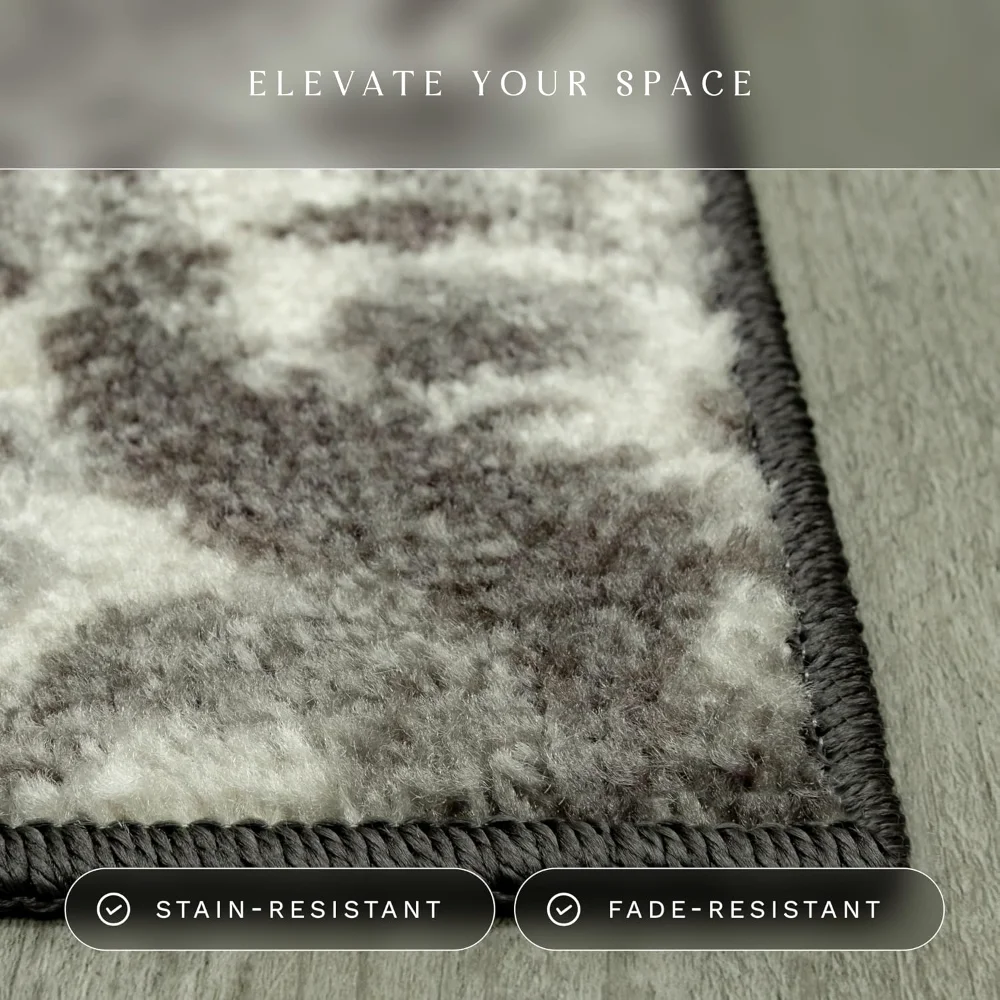 Vivian Medallion Pet Mat, 4'9" x 7', Grey, view 5