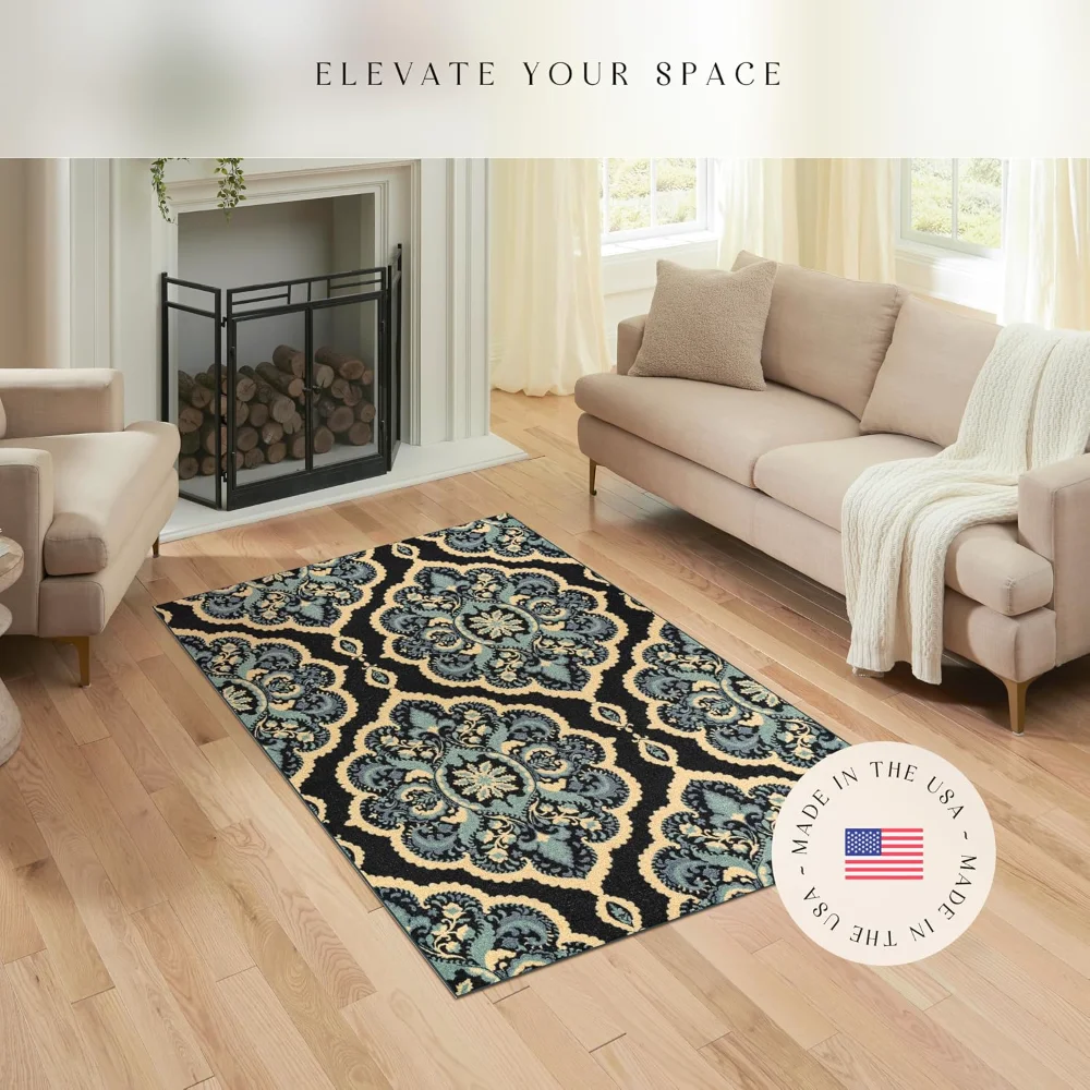 Vivian Medallion Pet Mat, 4'9" x 7', Persian Blue, view 3