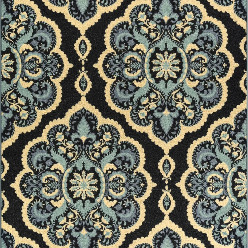 Vivian Medallion Pet Mat, 4'9" x 7', Persian Blue