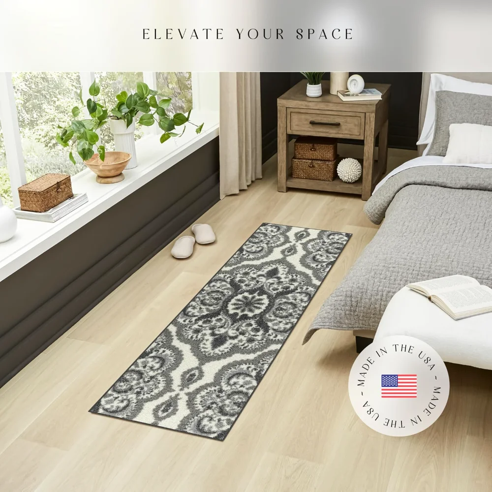 Vivian Medallion Runner, 1'8" x 5', Grey, view 2