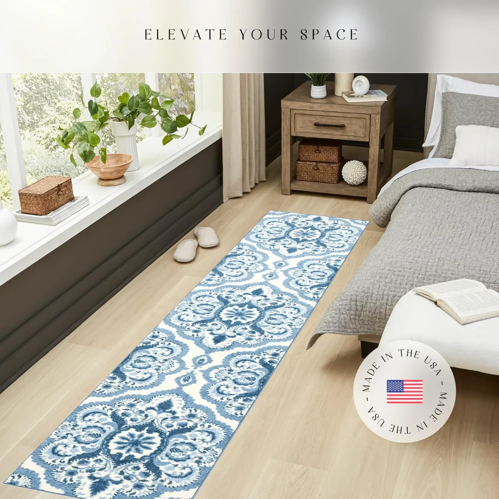 Vivian Medallion Runner, 2' x 10', Blue, view 3