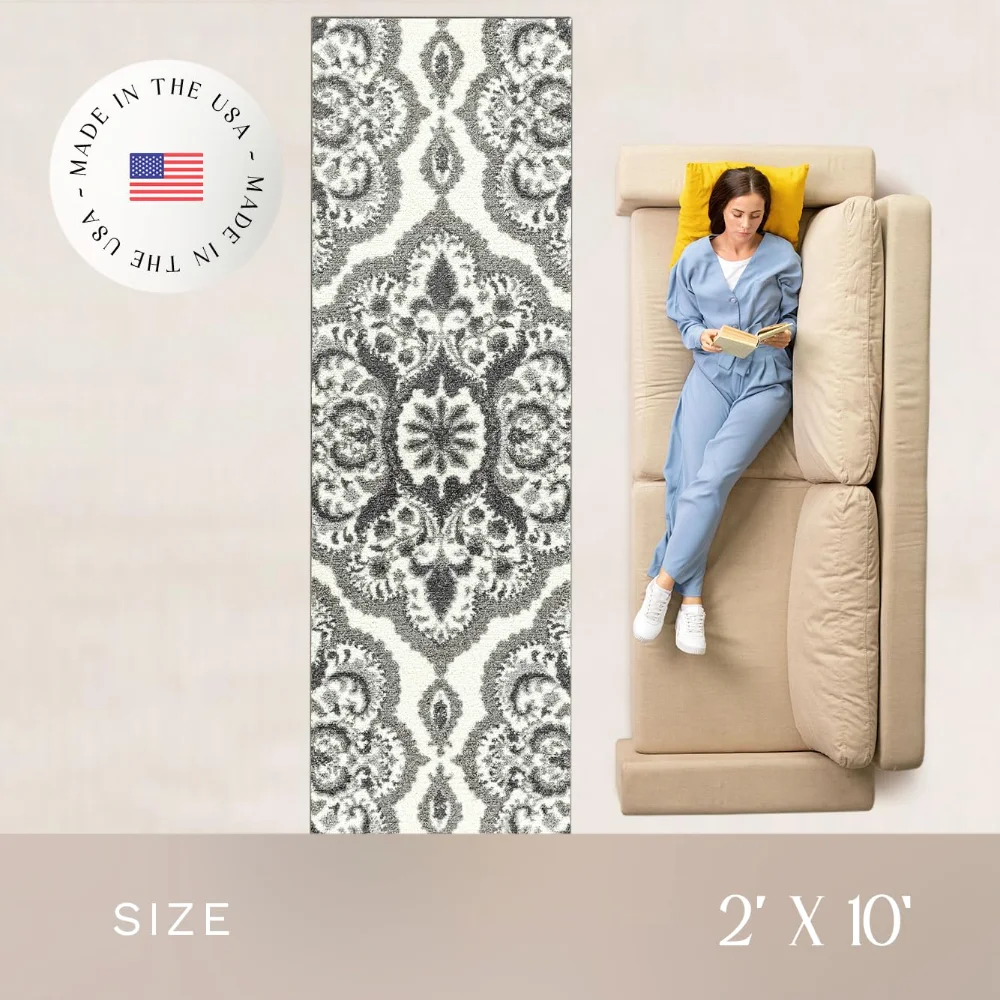Vivian Medallion Runner, 2' x 10', Grey, view 3