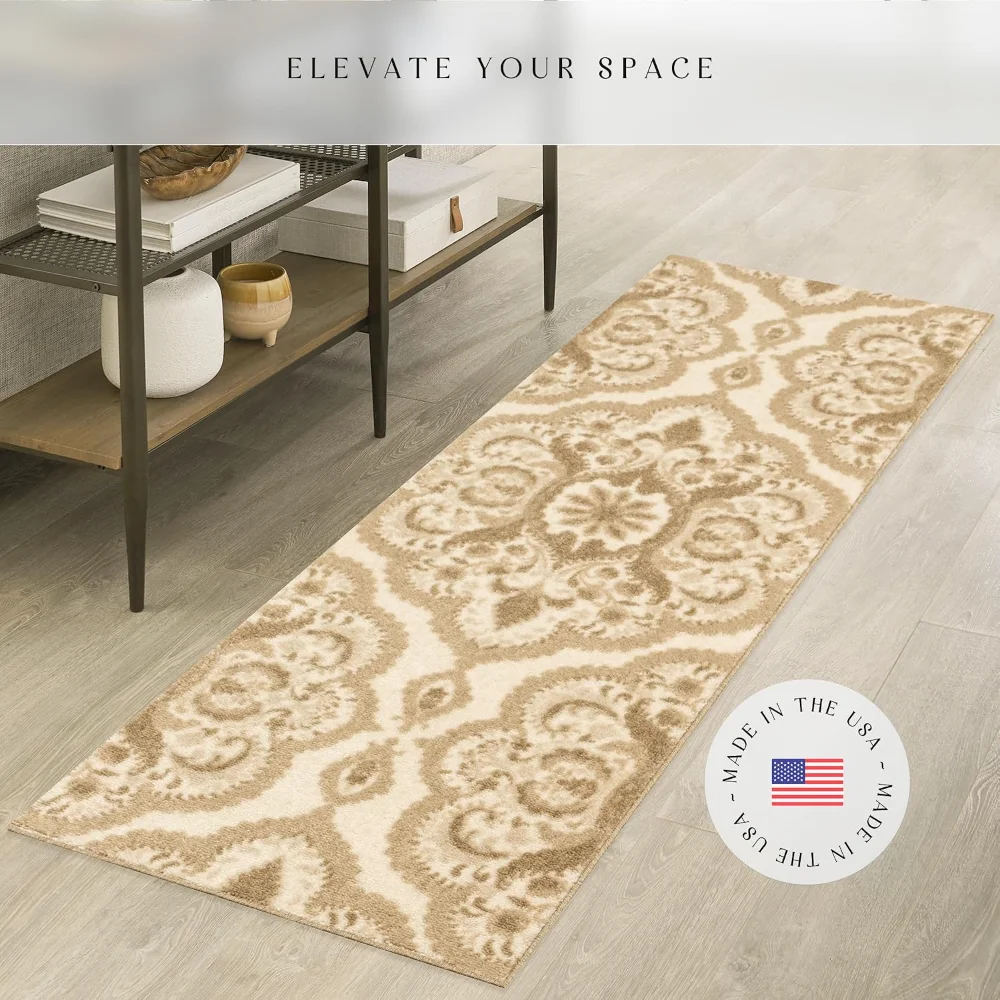 Vivian Medallion Runner, 2' x 6', Beige, view 2