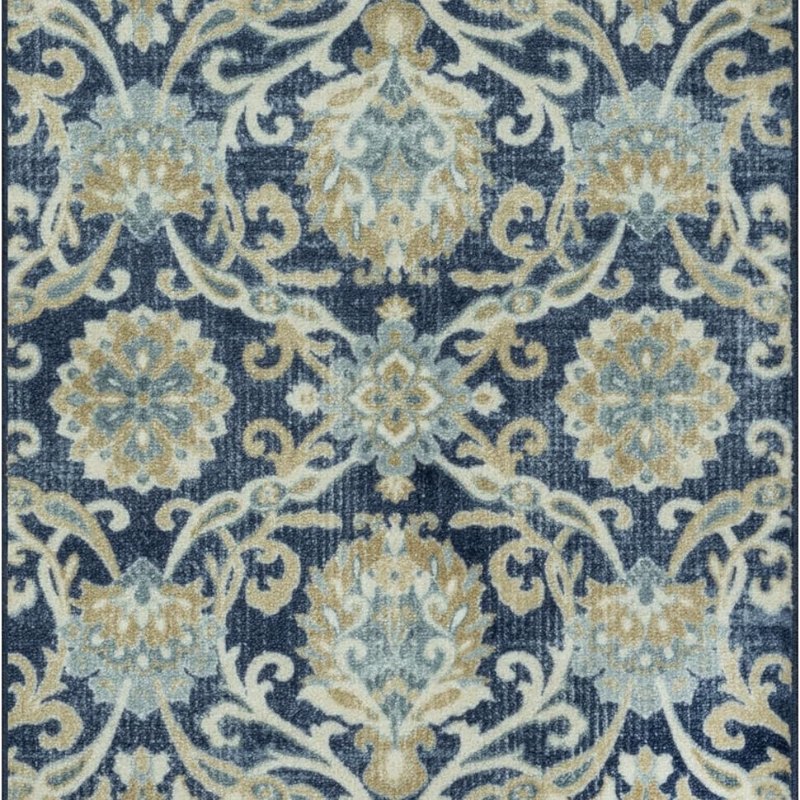Blooming Damask Accent Rug, 46" x 30", Navy