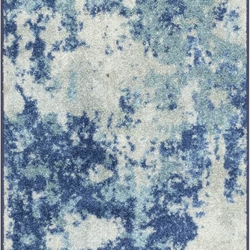 Horizon Modern Abstract Runner, 2' x 6', Arctic Blue