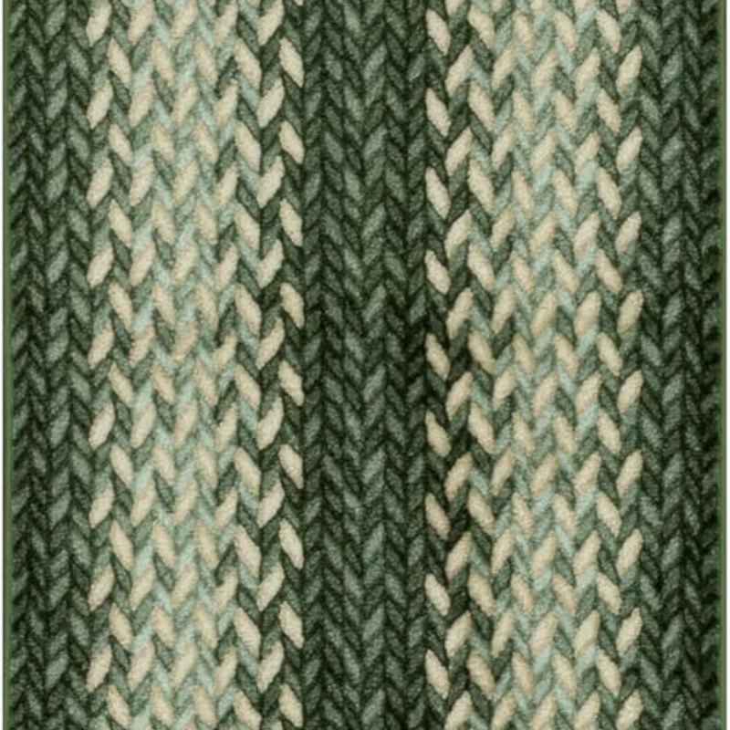 Marion Bohemian Braided-Style Print Runner, 2' x 8', Green