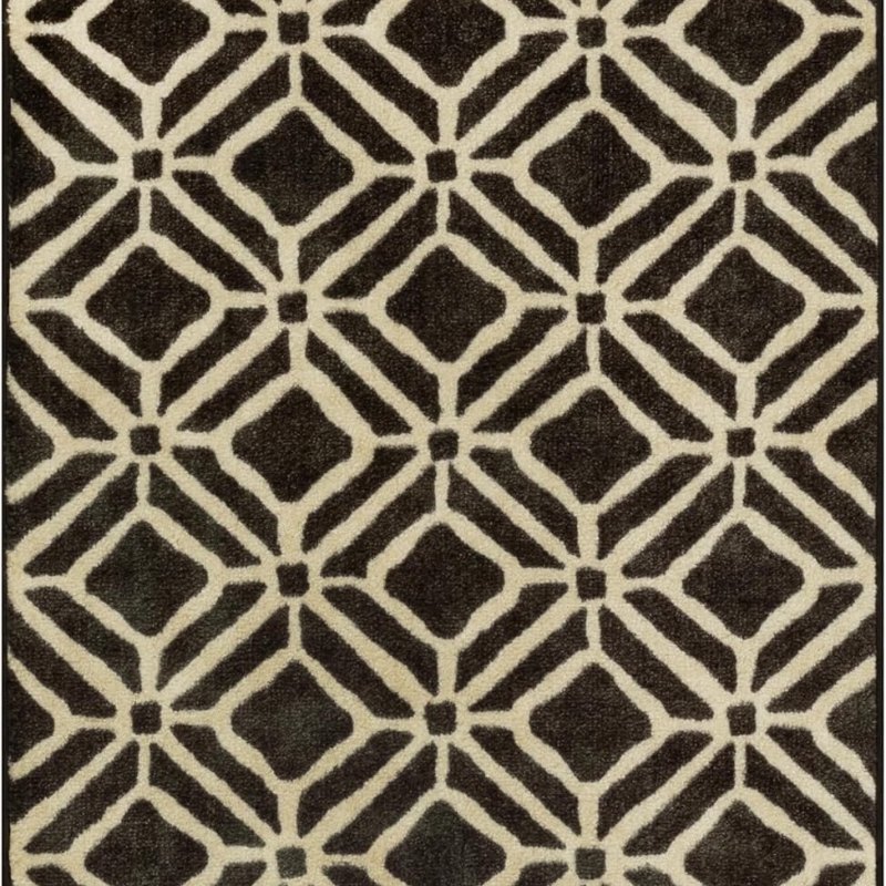 Moderna Geometric Accent Rug, 34" x 20", Black