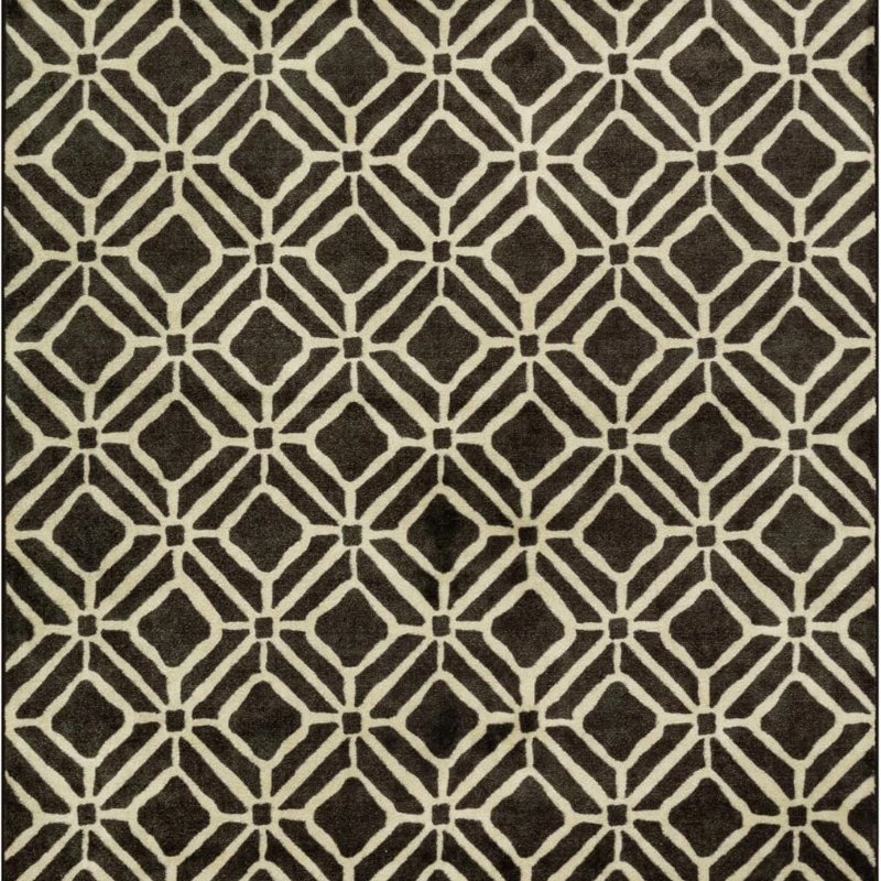 Moderna Geometric Area Rug, 4'9" x 7', Black