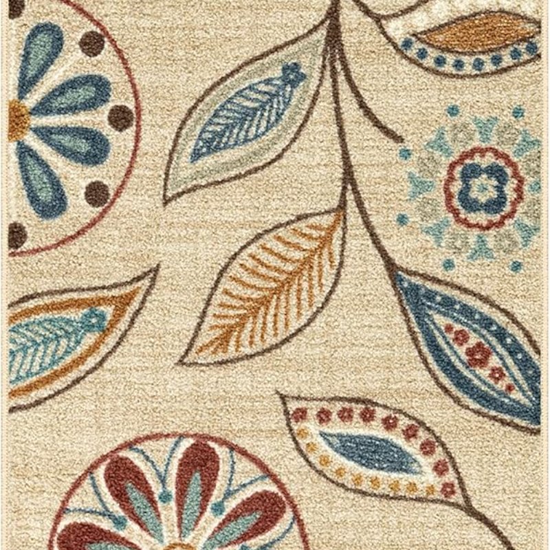 Reggie Floral Runner, 1'8" x 5', Beige