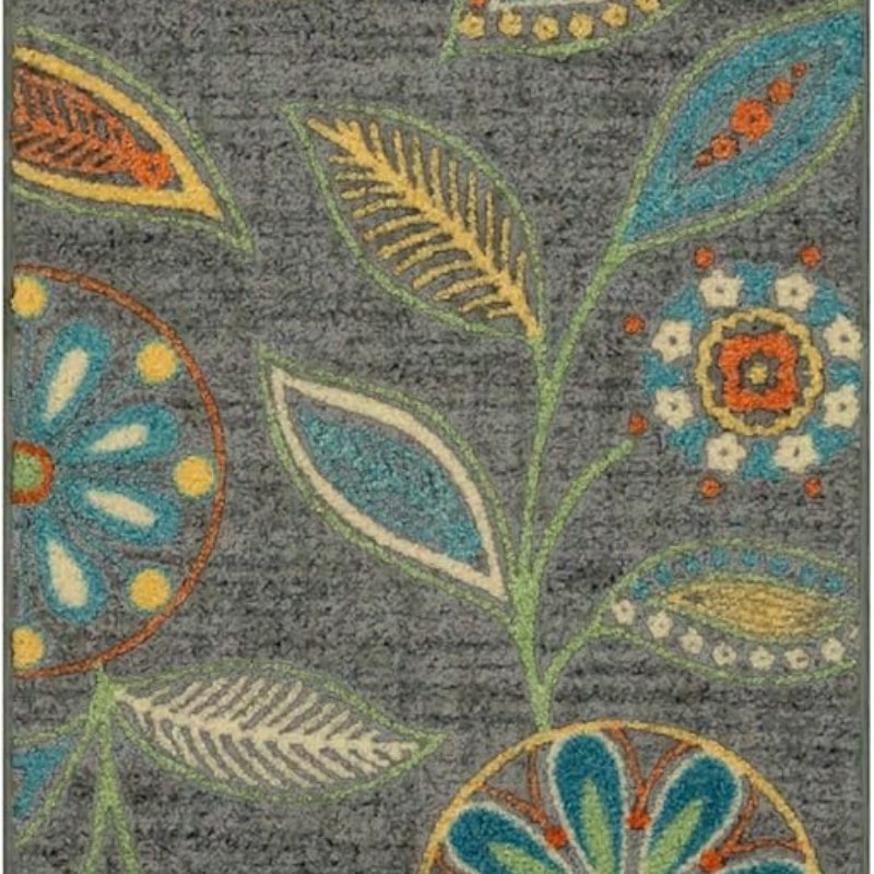 Reggie Floral Runner, 2' x 6', Dark Grey