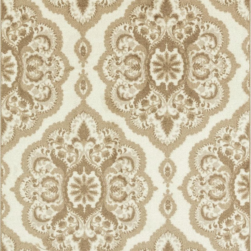 Vivian Medallion Pet Mat, 4'9" x 7', Beige