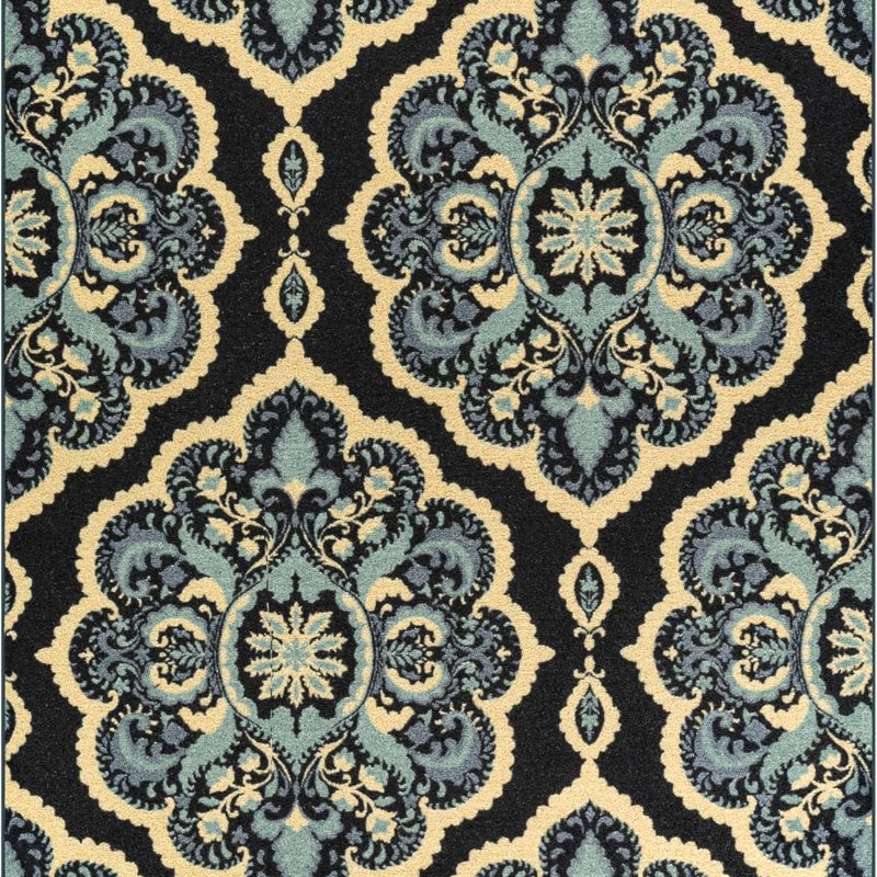 Vivian Medallion Pet Mat, 4'9" x 7', Persian Blue